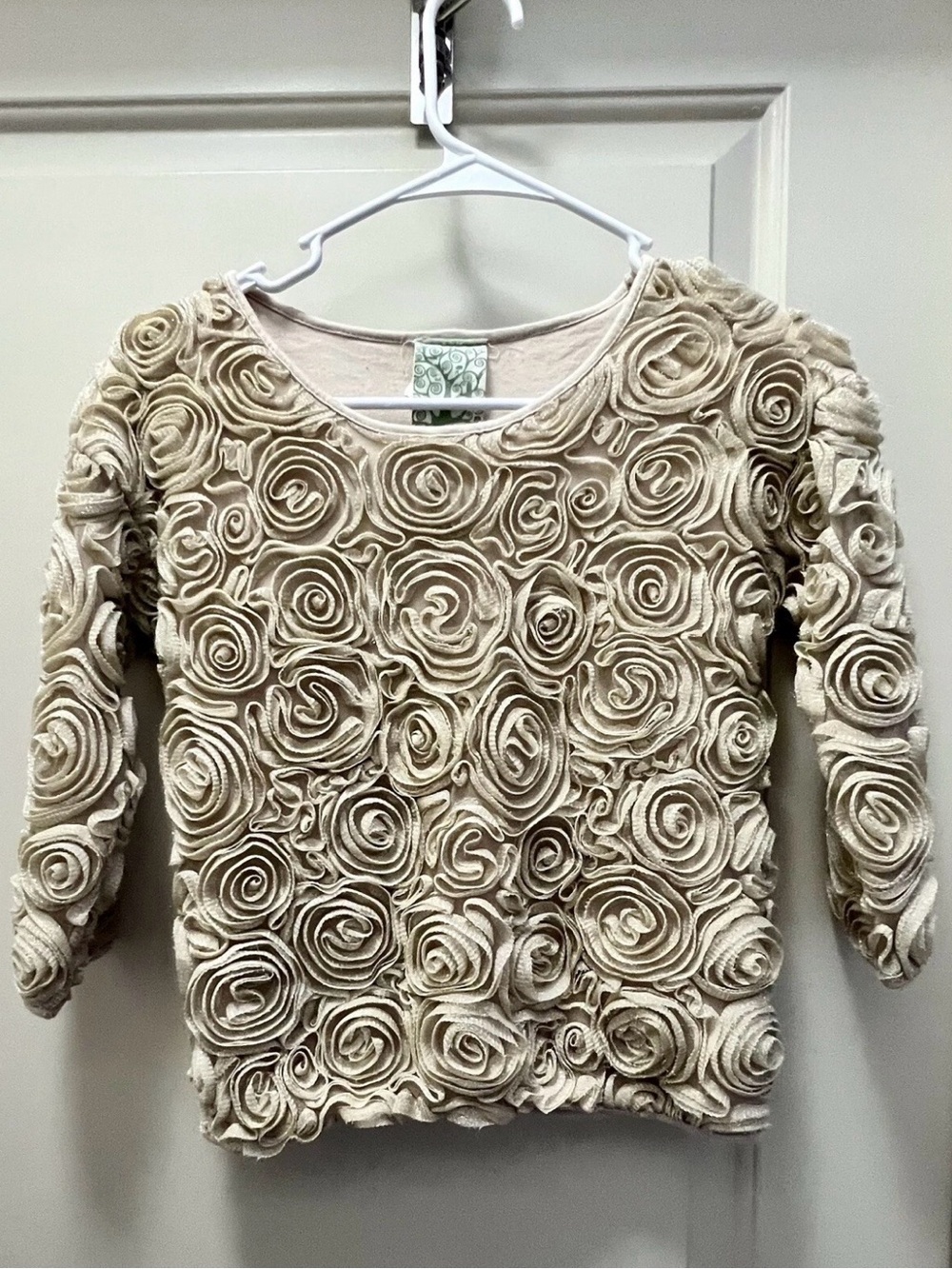 Youth Kiddo Rosette Flower Shirt Beige/cream Size 16